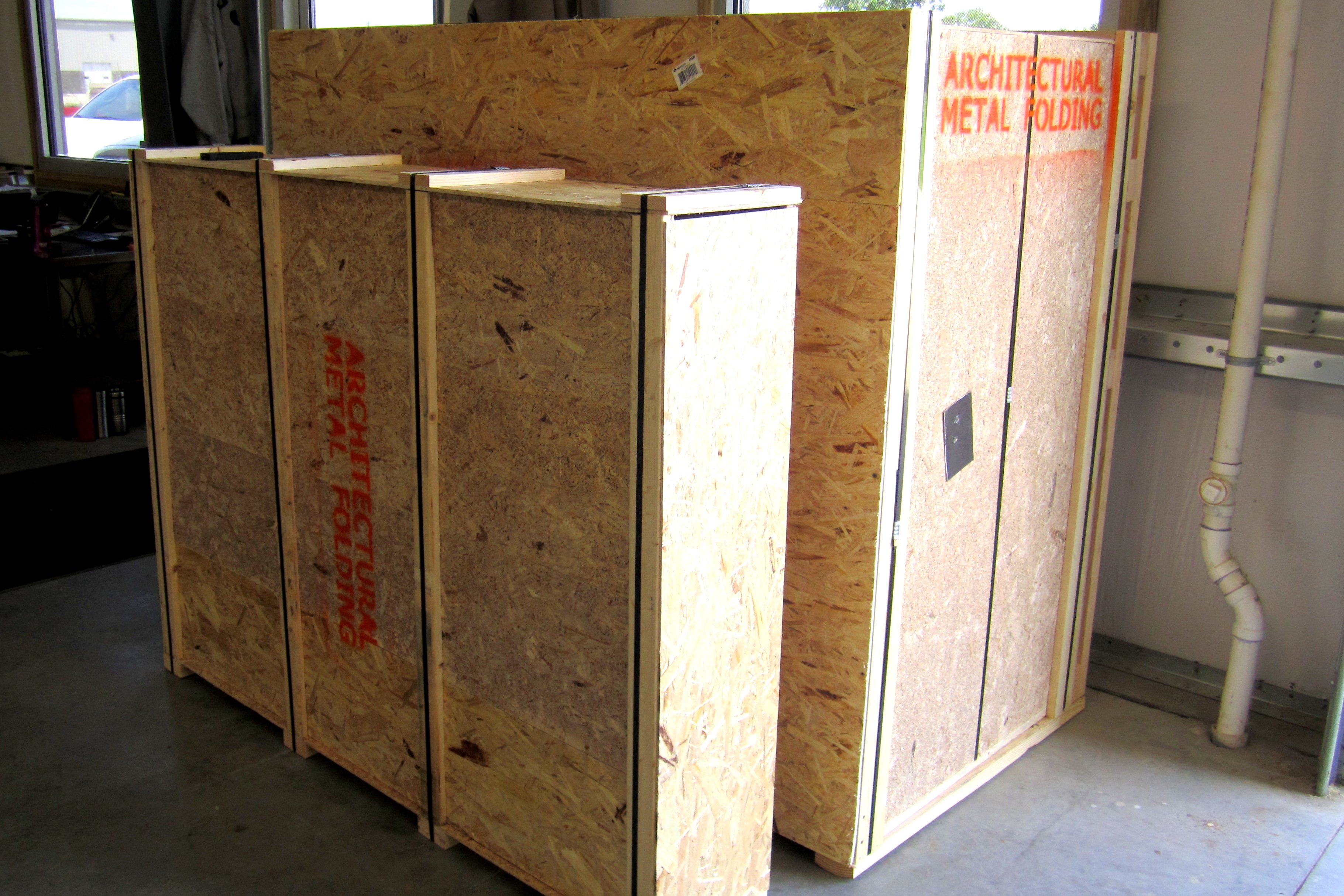 Back Pans Crated and Ready to Ship